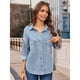 thumbnail image 5 of Camisa Vaquera para Mujer, Chaqueta, Camisa Vaquera Informal de Larga, Conjuntos de Otoño Azul L, 5 of 9