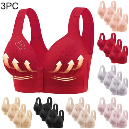 Brnmxoke Front Closure Bras for Women Women s Bras 3PC Full Coverage Racerback Bra Smooth Wireless Bras for Women No Underwire Comfort Seamless Everyday Bra Beige M