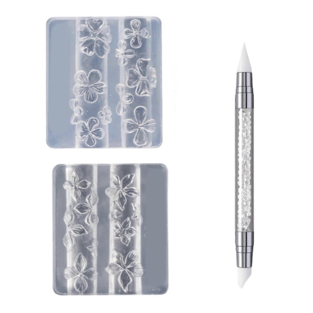 Reusable Silicone 3D Flower Nail Templates Hibiscus Cherries Blossom Mold And Carving Tool For Nail Art Crafting Supplies