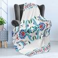 thumbnail image 4 of Ethnic Soft Flannel Fleece Throw Blanket, Old Turkish Ceramic Style with Tulips Vintage Ottoman Heritage Image Print, Cozy Plush for Indoor and Outdoor Use, 70" x 90", Blue Red, by Ambesonne, 4 of 5