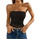 thumbnail image 2 of VISgogo Tops de tubo sin tirantes para mujer, tops cortos sin mangas de verano con dobladillo con flecos de jacquard de ganchillo de color sólido VISgogo  moda, 2 of 4