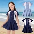 thumbnail image 2 of Girls One Piece Swimsuits Size 7-8 Ruffled Styles Color Block Soft Upf 50+ Uv Sun Protection One Piece Cut Out Bathing Suit Adjustable Straps Ruched Girls' Swimwear 9-16y, 2 of 6