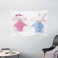 thumbnail image 1 of Gender Reveal Decorations Tapestry, Cheerful Boy and Girl with Bunny Pacifiers Twins, Wall Hanging for Bedroom Living Room Dorm Decor, 60W X 40L Inches, Light Blue and Pink Peach, by Ambesonne, 1 of 2