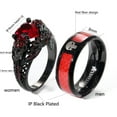 thumbnail image 2 of Matching Skull Rings Couple Ring Gold Plated Red 1CT CZ Women Wedding Ring Set Male Ring, 2 of 7