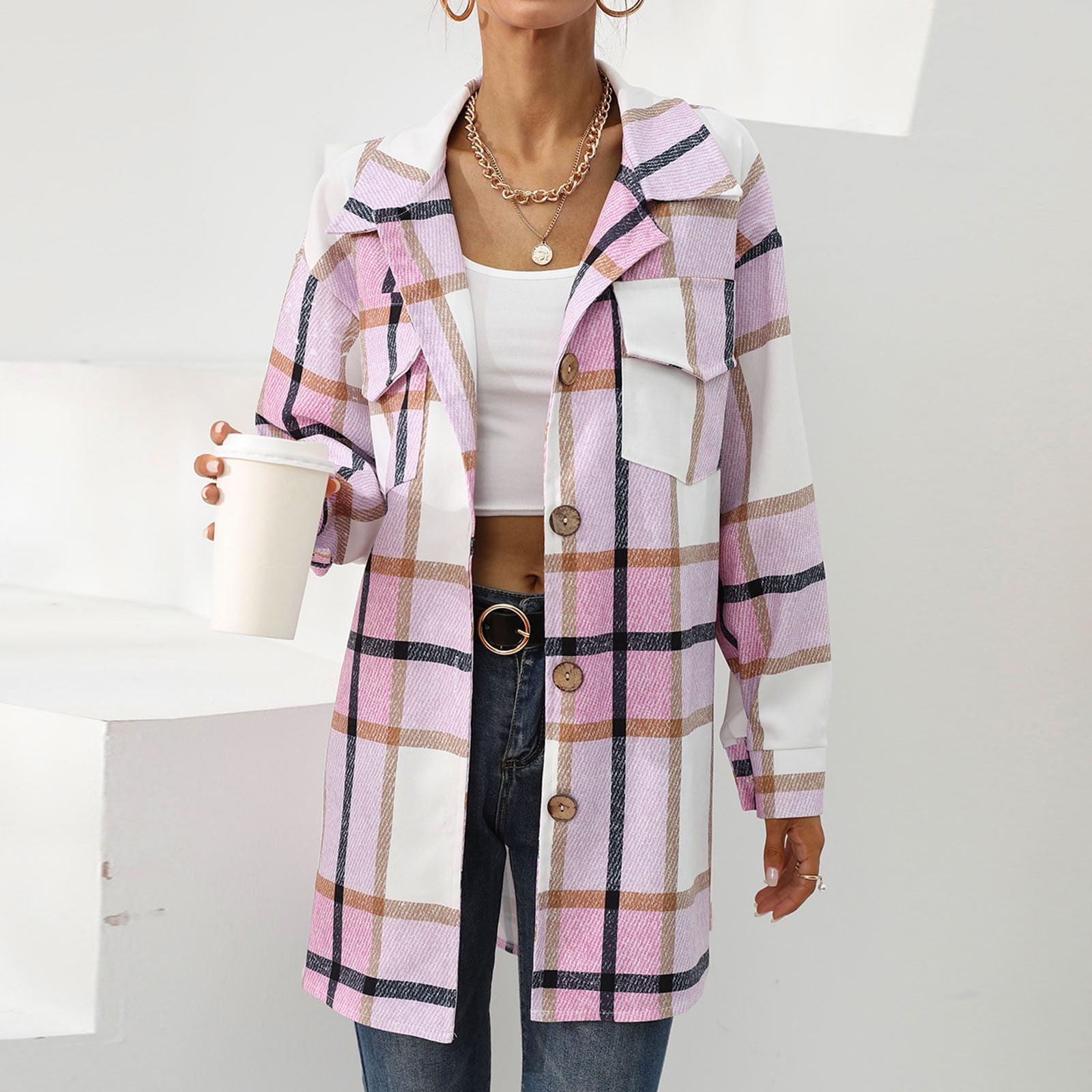 Purple plaid coat discount