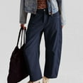 thumbnail image 4 of Trendy Women's Corduroy Jeans Cropped Wide Leg Mid-Rise Elastic Waist Fall Pants, 4 of 9