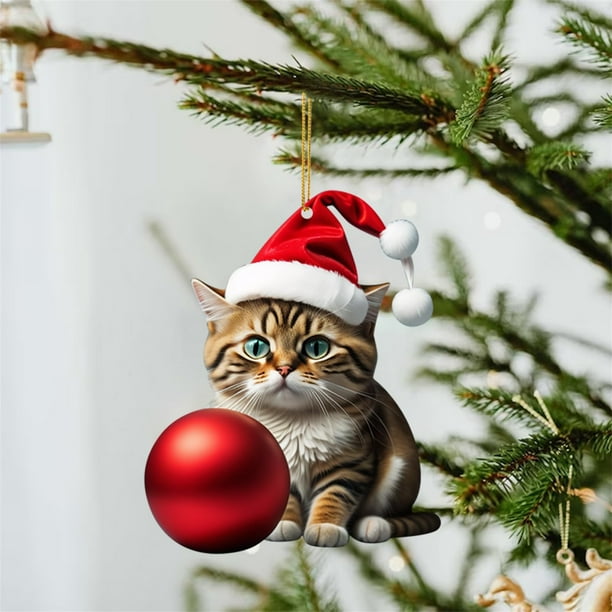10pcs Christmas Tree Ornaments Cat Hanging Decorations Cat Decor for Cat Lovers Home Decor Gifts