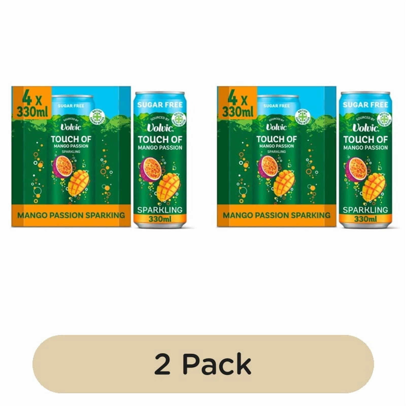 Touch of Mango Passion Sparkling Sugar Free Flavoured Water by Volvic 4 x 330ml, British Import (Pack of 2)