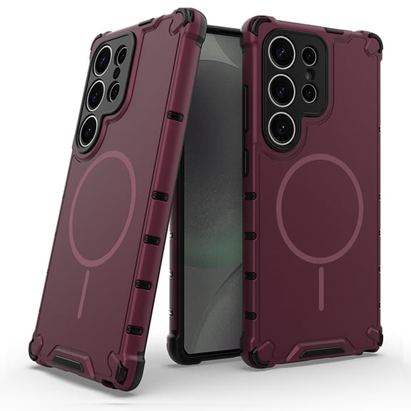 ELEHOLD Rugged Magnetic Case For Samsung Galaxy S26 Ultra, Compatible With Mag-Safe Military Grade Shockproof Wireless Charging Protective Cover For Samsung Galaxy S26 Ultra,Plum
