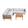 thumbnail image 4 of L-shaped Corner Sectional Seating Group with Waterproof Stain-resistant Cushions, Outdoor Furniture Set with High-resilience Foam, for Villas, Balcony, Gray, 4 of 9