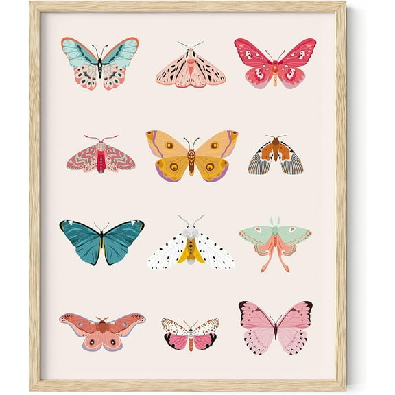 Haus and Hues Vintage Butterfly Posters & Butterfly Prints - Butterfly Poster Vintage Butterfly Art Wall Decor & Butterfly Art Prints Monarch Butterfly Wall Art Butterflies Print (Beige Framed, 16x20)