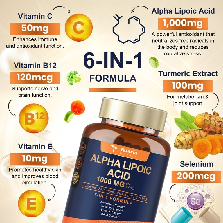Totaria, Alpha Lipoic Acid Supplement, 1000mg, 120 Capsules - Walmart.com