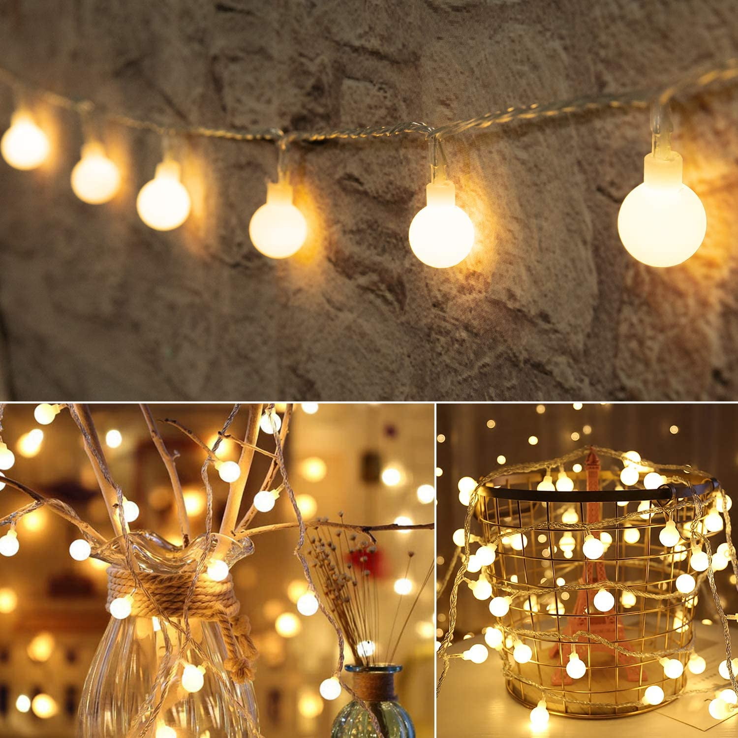 Details about   Bulb Ball Fairy String Lights Plug In Garden Outdoor Christmas Wedding Lantern 