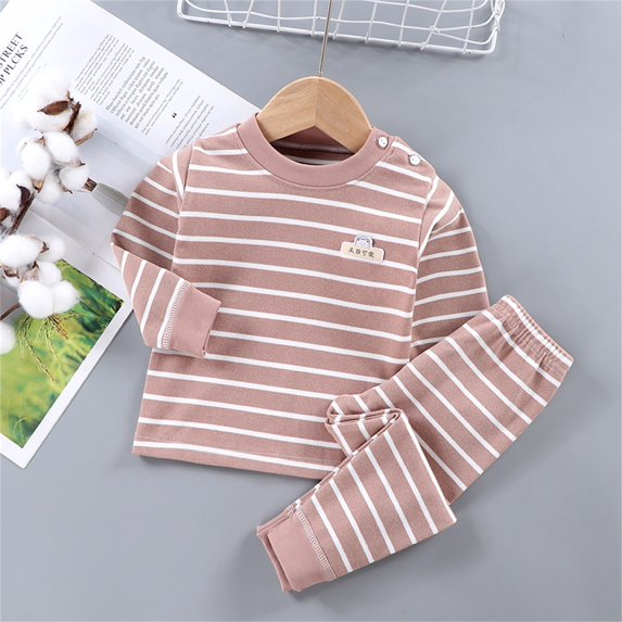 Splozh Kids Pjs Boys Baby Girls' Toddler Long Sleeve Top and Pants Sleepwear Clothes Cotton 2 Piece Pajama Set,Khaki,3-6 Months