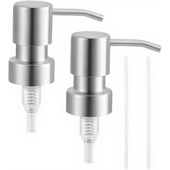 3Pcs Stainless Steel Soap Dispenser Pump Silver Lotion Dispenser Pumps Replacement for Shampoo and Conditioner Jugs Bottle Regular Mouth Glass Plastic Bottles