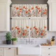 thumbnail image 2 of Minimalism Floral Curtain Valances Set Watercolor Chrysanthemum Flowers Linen Kitchen Curtains 24&nbsp;inch Length Rod Pocket Valance and Tiers 3 Piece Set Small Bedroom Bathroom Laundry Decor, 2 of 9