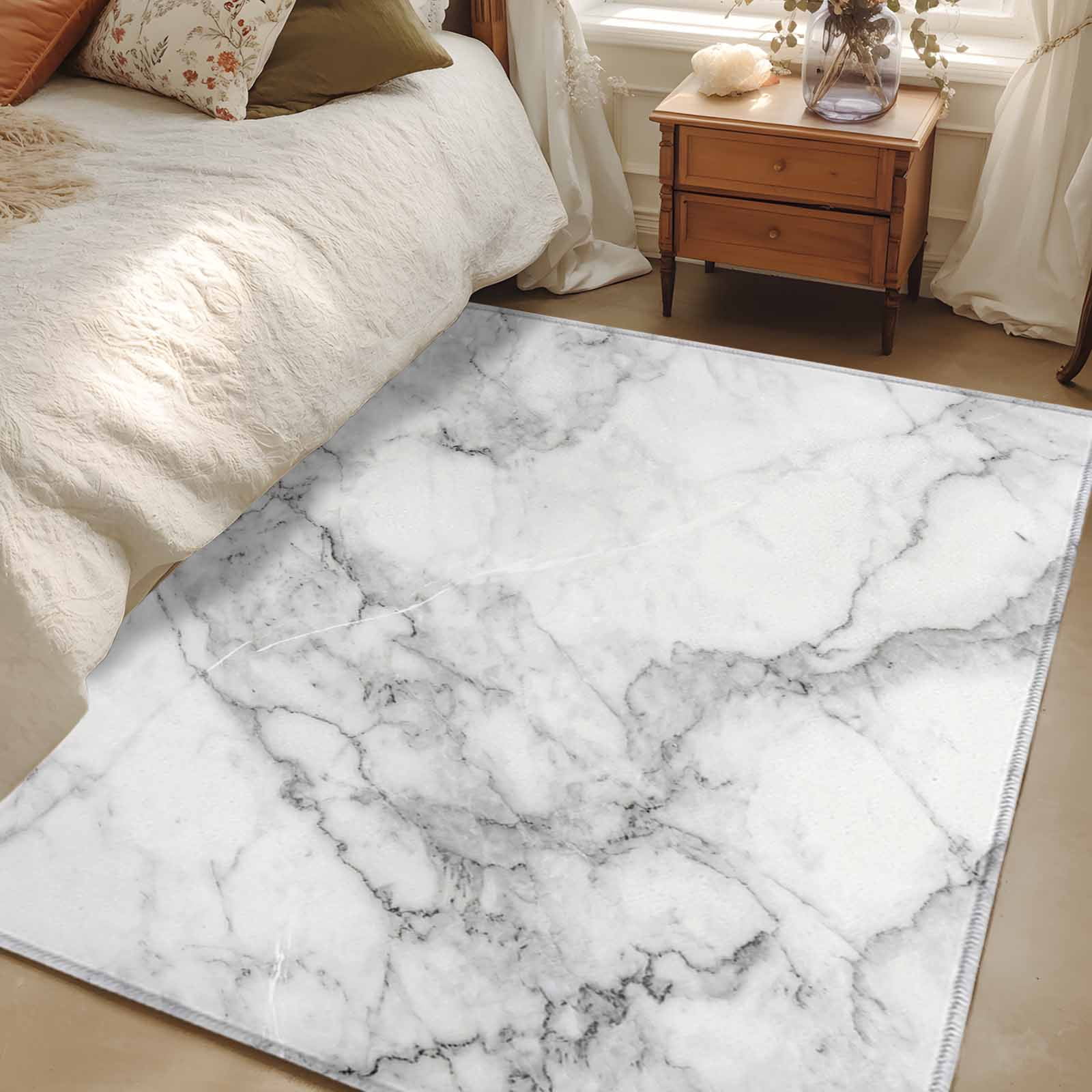Hallway Runner Rugs 2.7x5 Ft, Gray Marble Non Slip Area Rugs for Kitchen Bedroom Entryway, Modern Simple Gradient Abstract Patterned Washable Carpet Runner Rug Floor Mats for Bedroom Home Decor