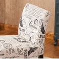 Roundhill Furniture Botticelli Armless Accent Chair - Script Print Fabric, Espresso Legs