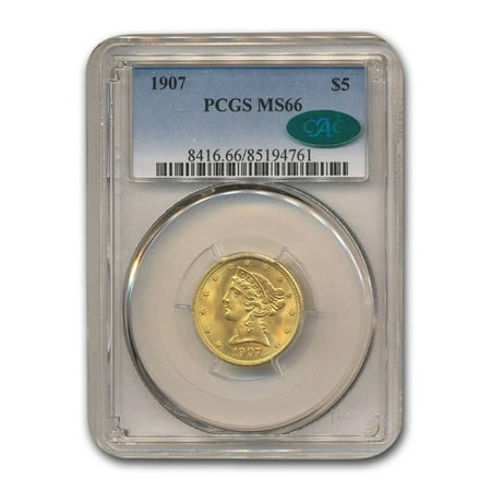 1907 5 Liberty Gold Half Eagle Ms 66 Pcgs Cac