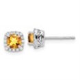 thumbnail image 2 of Auriga Fine Jewelry 925 Sterling Silver Citrine and Diamond Stud Earrings for Women, 2 of 6