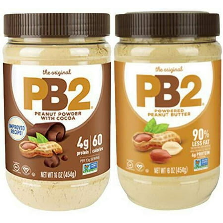 Bell Plantation Powdered PB2 Bundle: 1 Peanut Butter and 1 Chocolate Peanut Butter, 1 lb Jar (2-pack)