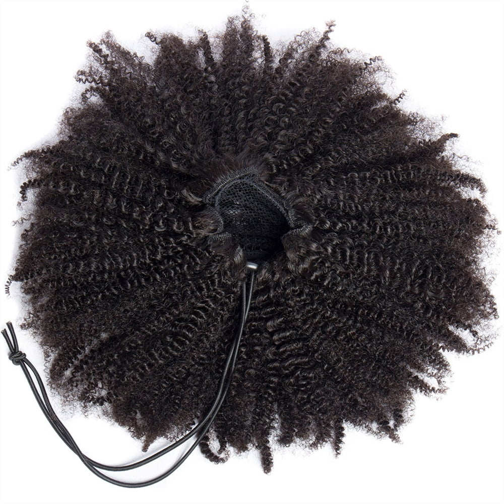 Drawstring Ponytail Extensions Afro Kinky Curly Human Hair Ponytail 10"-24" Natural Black Brazilian Remy Hair Afro Curly Ponytail Hair Pieces