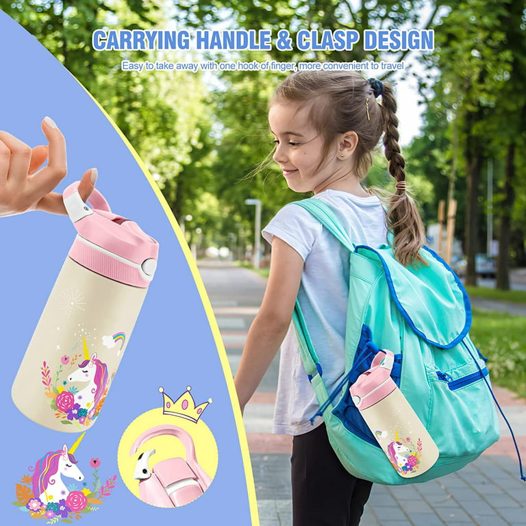 400ML Children Thermal Bottle Unicorn Water Bottle Keep Cold Water Bottle  Portable Travel School Water Bottle for Kids Free BPA