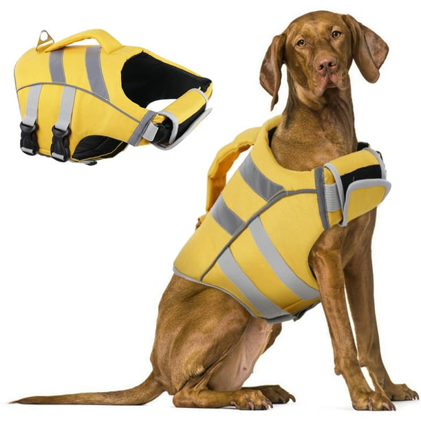 Kuoser Dog Life Jacket with Reflective Stripes, Adjustable Dog Life