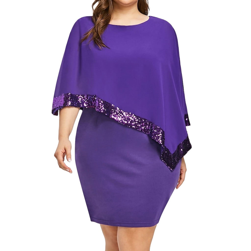 plus size purple sequin dress