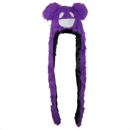Deadmau5 DJ Purple Bear Head Snood Beanie Faux Fur Hat Winter Rave Costume