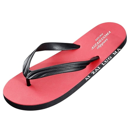 

WANYNG slippers for men Flip Flops Men Summer Flat Soft Bottom Comfortable Lightweight Casual Beach Sandals Male shoes Red 40