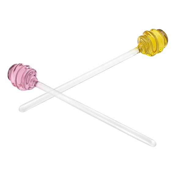 Hemoton 2pcs Creative Glass Honey Spoon Jam Stirring Rod Honey Stirring Sticks Jam Dipper Honeycomb Sticks Bartending Stir Stick  for Honey Jar Pot