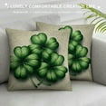 thumbnail image 3 of Leisuo St Patrick's Day Lucky Charm Shamrocks Four Leaf Clovers Cream Burlap Throw Pillow Cover Cushion Case Sofa Decorative Oblong, 3 of 5