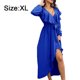thumbnail image 2 of Vestido cruzado con falda larga y vuelo, sexy, con cuello en V, manga larga, con lazo en la cintura, informal, para mujer - azul, 2 of 7