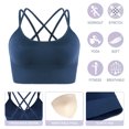 thumbnail image 3 of Ropa interior deportiva con espalda en diagonal para mujer, correas acolchadas, soporte medio, ropa interior de yoga adecuada para yoga fitness, adecuada para circunferencia del pecho inferior de 81, 3 of 5