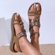thumbnail image 5 of Bmisegm 2024 Bohemian Flower Rhinestone Women's Sandals Round Toe Casual Plus Size Women's Shoes Travel Beach Sandals Womens Sandals Summer Coffee 8, 5 of 9