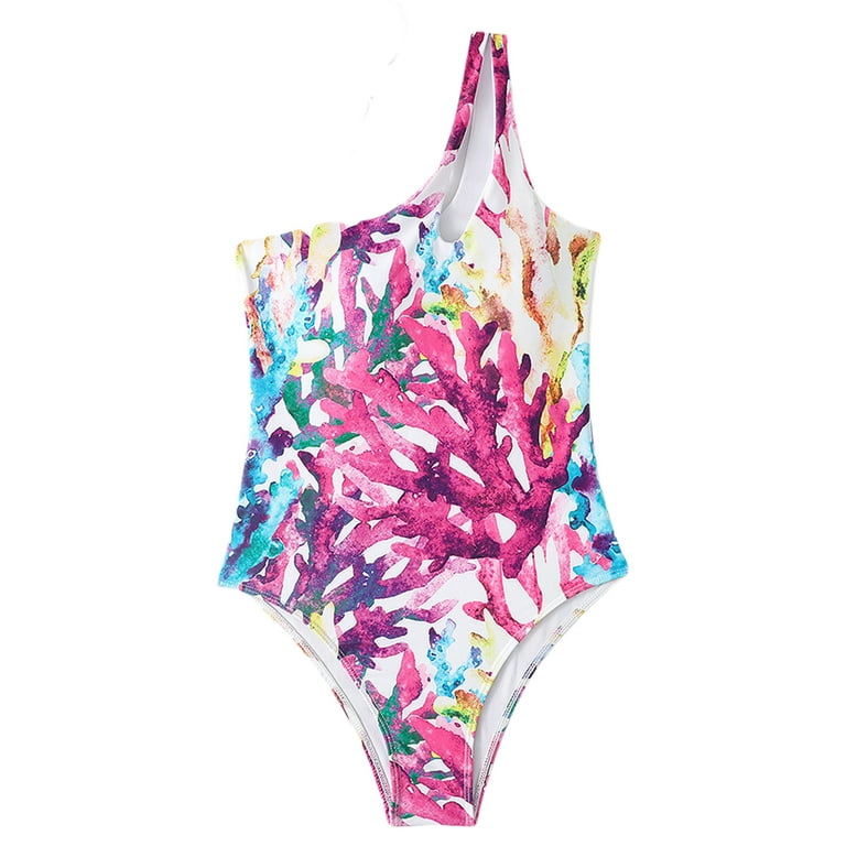 Meihuida Women's One-Piece Swimsuit Graffiti Print Sleeveless