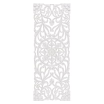 MH London Avril White Wall Medallion Panel, Hand Carved Floral Wall Decor for Living Room Bedroom or Home Interior Styling, 18 x 48 in, Distressed White