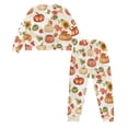 thumbnail image 2 of HELLHERO Thanksgiving Sleepwear fo Women Pumpkin Printed Fall Pajama Crewneck Pjs Set Maple Leaves Printed Nightwear Long Sleeve Tops Jogger Pants Pajama Sets, S, 2 of 5