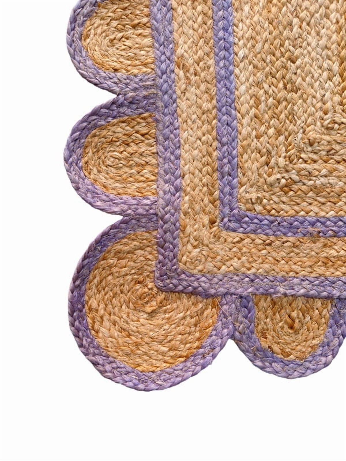 KLAVATE Scalloped Natural Mini Jute Rug