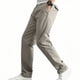 thumbnail image 1 of Pantalones largos para hombre, informales, lisos, con bolsillo, para exteriores, cintura elástica, con cordón, pantalones de trabajo para hombre, 1 of 6