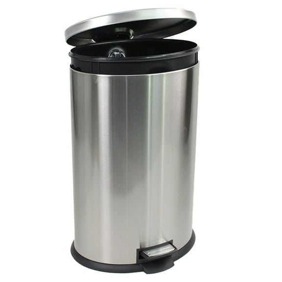 10.5 Gallon/40 Liter Trash Can, Stainless Steel Pedal Rubbish Bin, Fingerprint Resistant with Hinged Lid & Removable Inner Bucket - Effortless Pedal Operation for Home & Office Waste Management