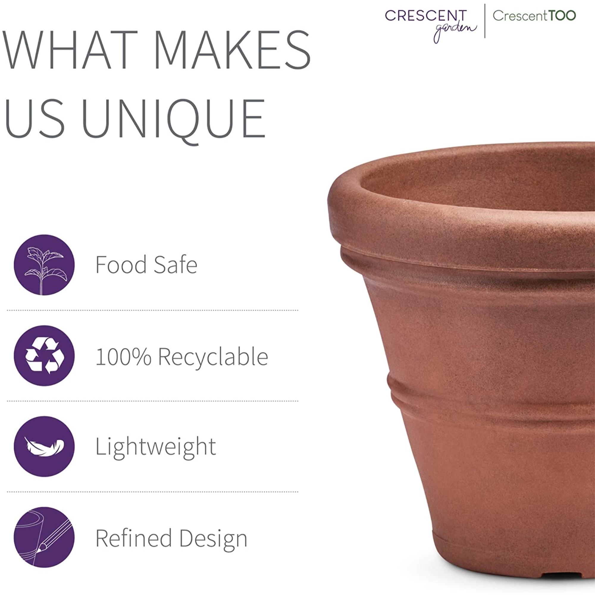 Crescent Garden (#A265033) Brunello Classic Rolled-Rim Planter, Rust 20"