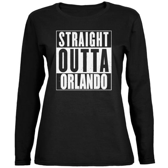 Straight Outta Orlando Black Womens Long Sleeve T-Shirt - X-Large