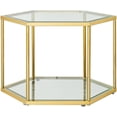 thumbnail image 6 of Modular Gold Stainless Steel Coffee Table Set – Interchangeable Hexagonal Glass End Tables for Living Room, Bedroom, or Lounge Spaces (Gold,6), 6 of 7