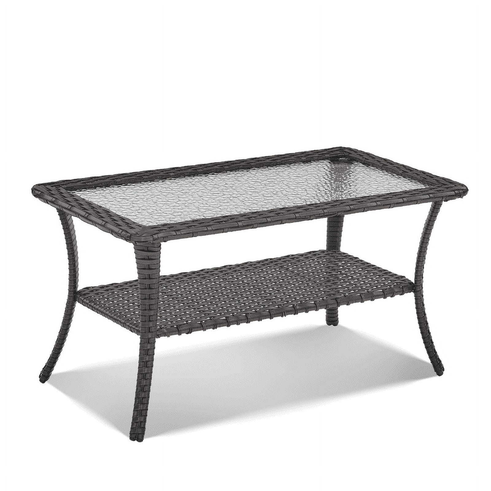 PARKWELL Storage and Easy to Assemble Steel and Wicker Coffee Table, Brown