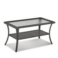 thumbnail image 5 of PARKWELL Storage and Easy to Assemble Steel and Wicker Coffee Table, Brown, 5 of 6