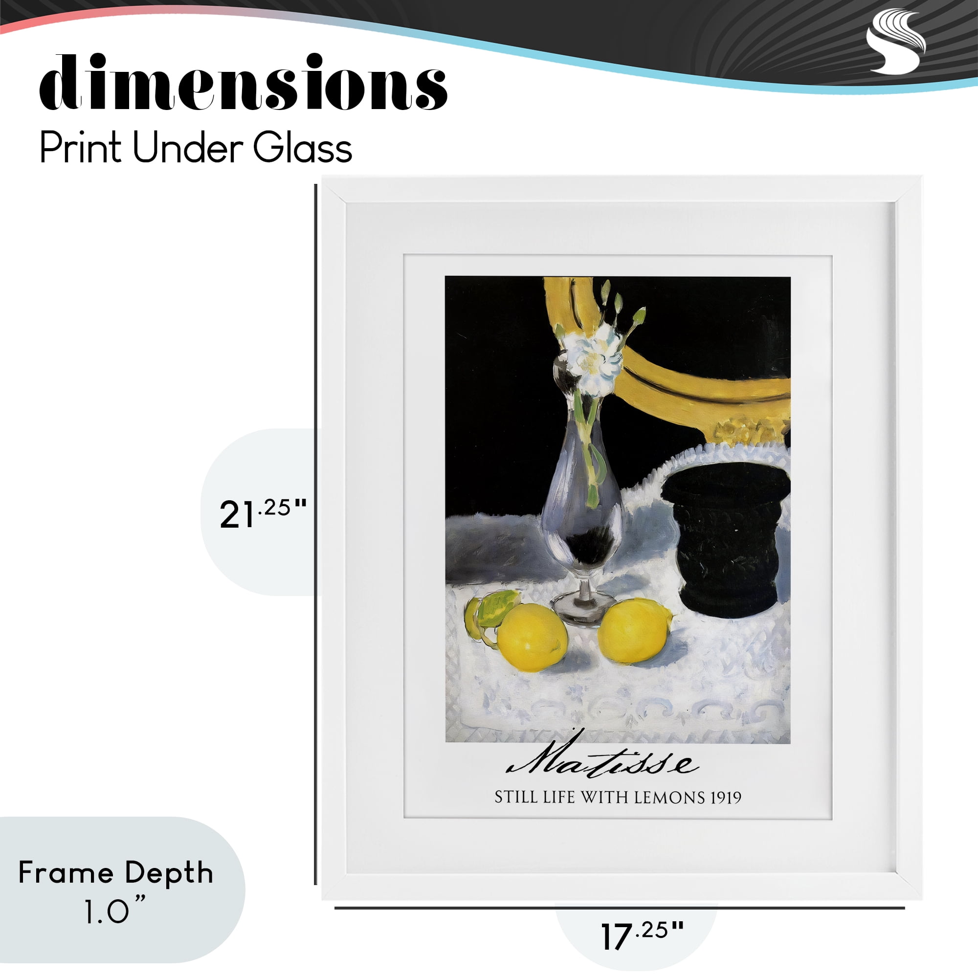 Stupell Industries Matisse Still Life Lemons White Framed Print Under Glass, design by Vintage Hustle