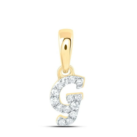 10K Yellow Gold Real Diamond Women's Block Font Initial G Mini Pendant 1/20 CT