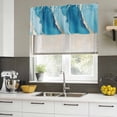 thumbnail image 4 of Blue Marble Curtain Valances for Windows, Kitchen Valance Window Treatments Panel 2 Pack, Modern Ink Painting Abstract Luxury Rod Pocket Short Curtains for Bathroom Bedroom 60 x 18 Inch, 4 of 8